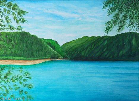 汉川在墙绘中,如何绘画绿水青山?